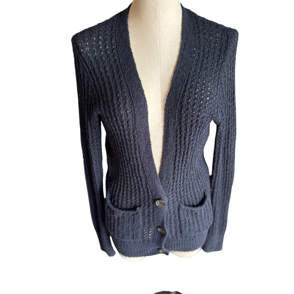 Y2K Hollister Button Up Long Navy Blue Cardigan size Small - Picture 3 of 8